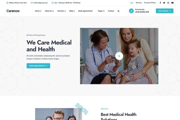 Thème WordPress médical et dentiste - Carenow