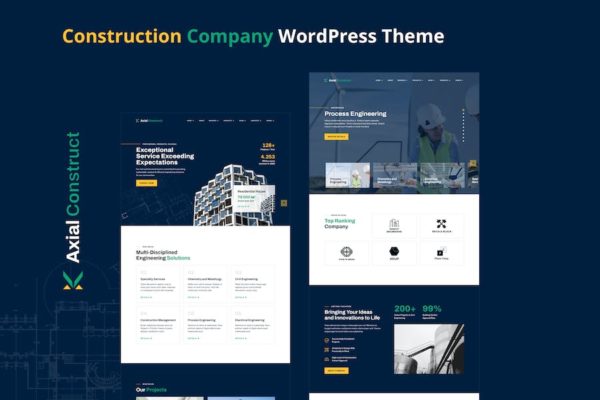 Thème WordPress pour entreprises de construction - Axial
