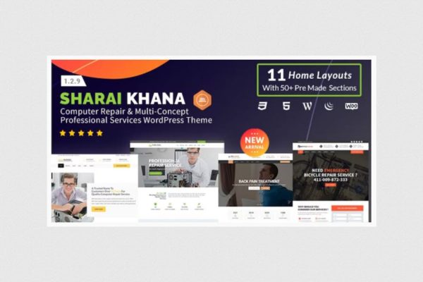 Thème WordPress pour réparation d'ordinateurs - Sharai Khana