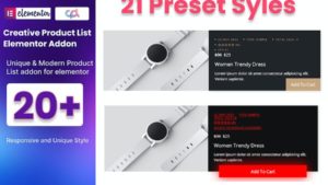 Addon de liste de produits WooCommerce pour Elementor