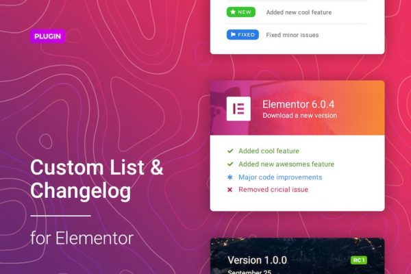 Changelog et liste personnalisée pour Elementor