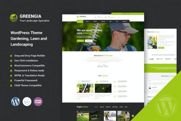 Thème WordPress adaptatif pour site de jardinage Greengia
