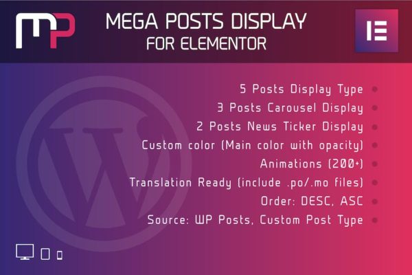 Mega Posts Affichage pour Elementor Wordpress Plugiciels