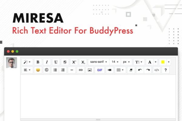 Éditeur de texte enrichi WordPress pour BuddyPress Miresa