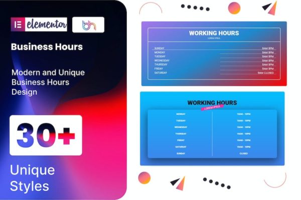 Module complémentaire BWD Business Hours pour elementor