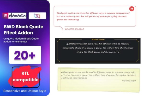 Module complémentaire Block Quote pour Elementor