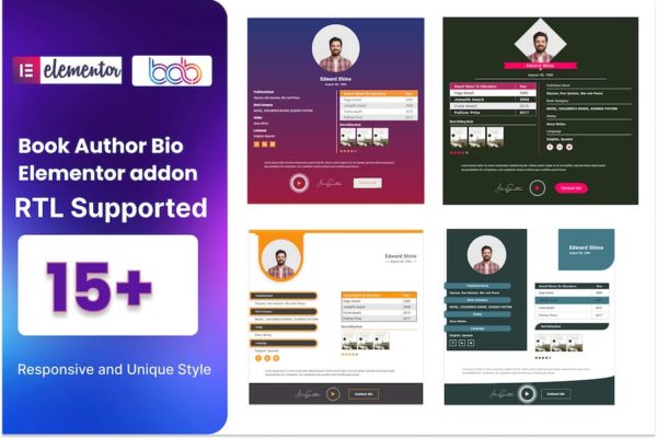 Module complémentaire Book Author Bio pour Elementor