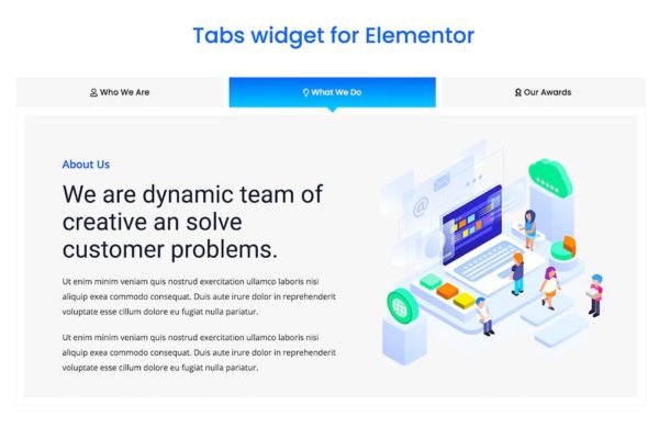Module complémentaire Elementor Tabs, widget