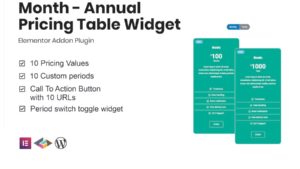 Widget de tableau de prix Annuel pour Elementor Mois
